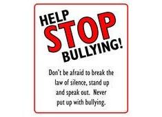 help stop bullying.  dont be afraid to break the law of silence, stand up and speak out.  Never put up with bullying.